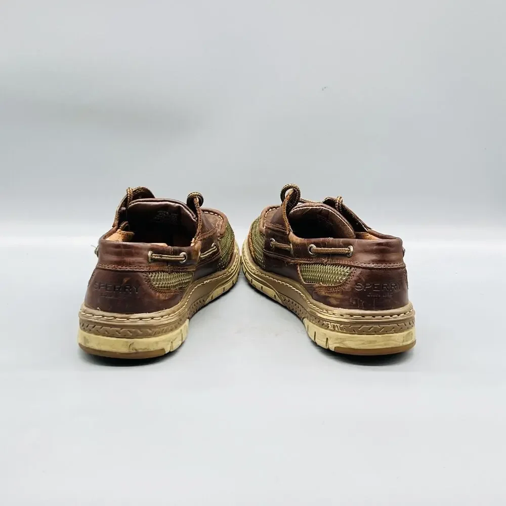 Sperry Shoes Mens 11 Brown Leather Mesh Top Sider Boat Moc Toe Casual Comfort